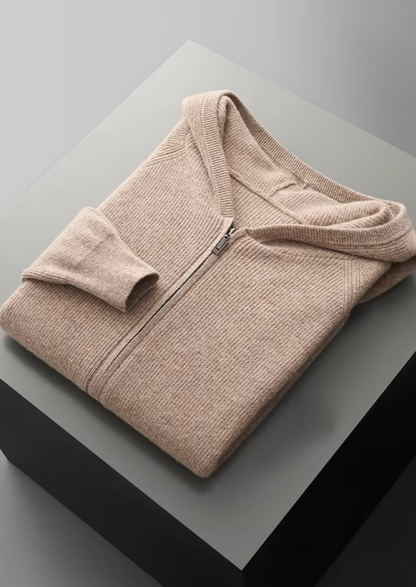 Pure Extra-Fine Merino Wool Ribbed Zip Hoodie - photo 10