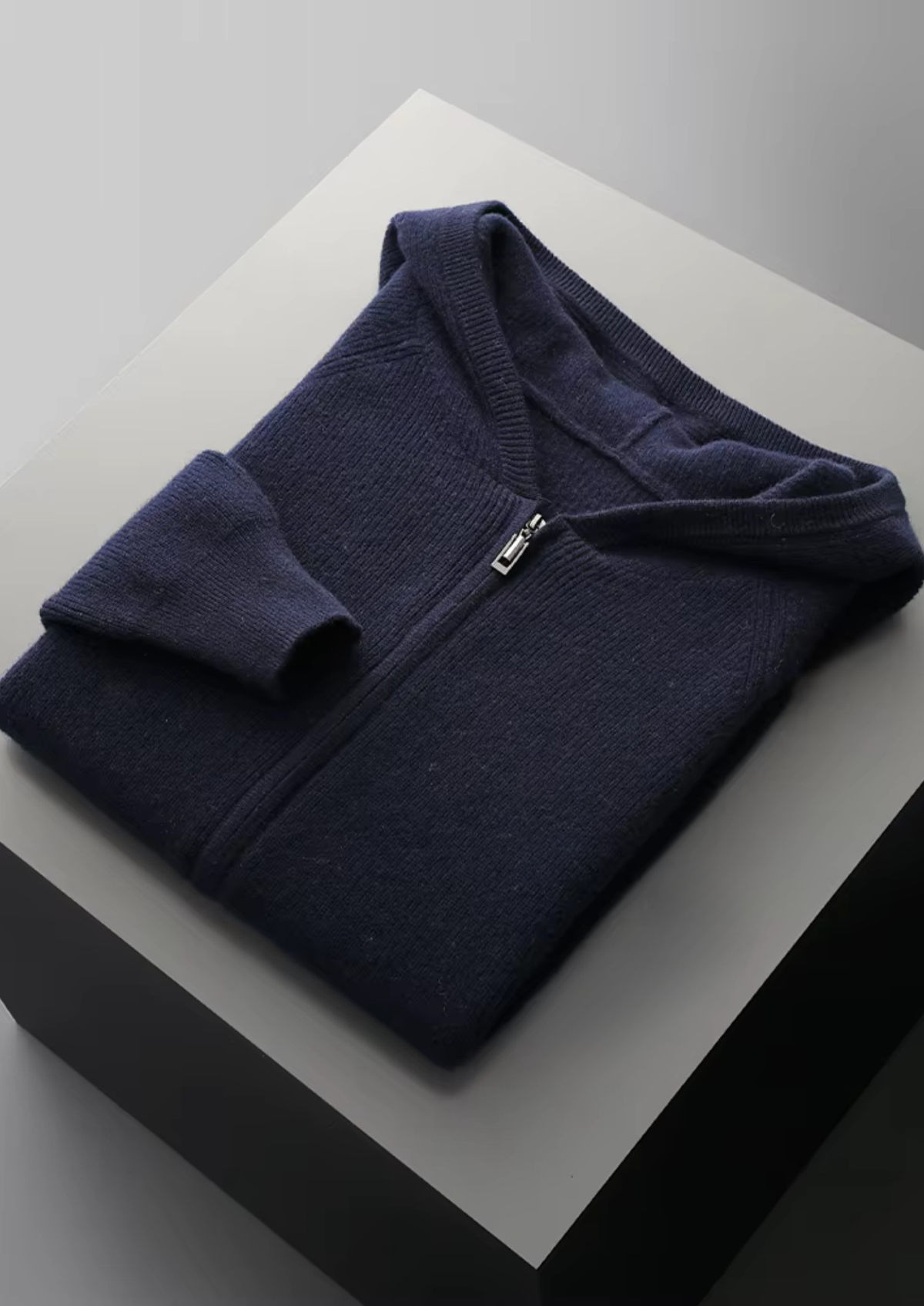 Pure Extra-Fine Merino Wool Ribbed Zip Hoodie - photo 11