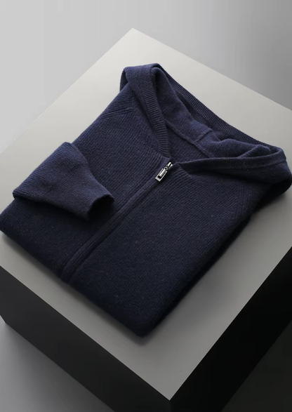Pure Extra-Fine Merino Wool Ribbed Zip Hoodie - photo 11