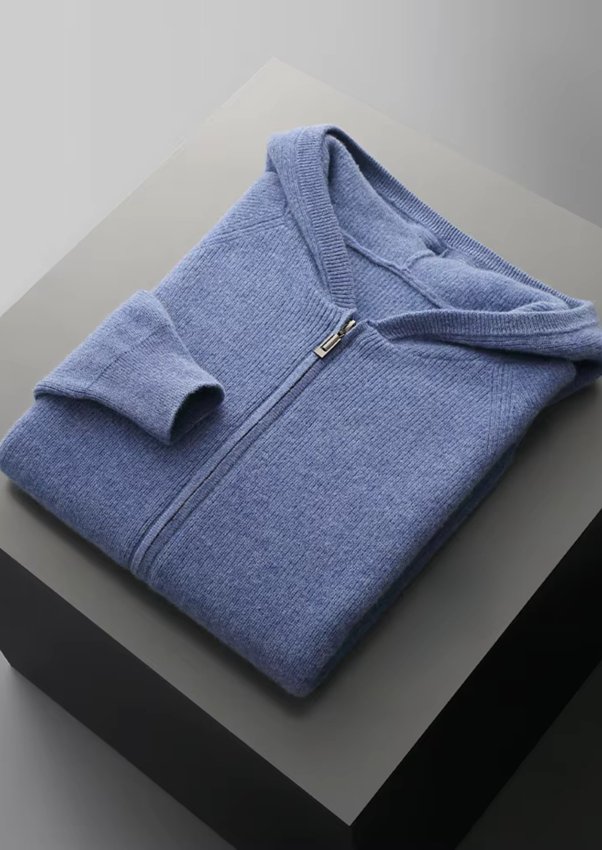 Pure Extra-Fine Merino Wool Ribbed Zip Hoodie - photo 12