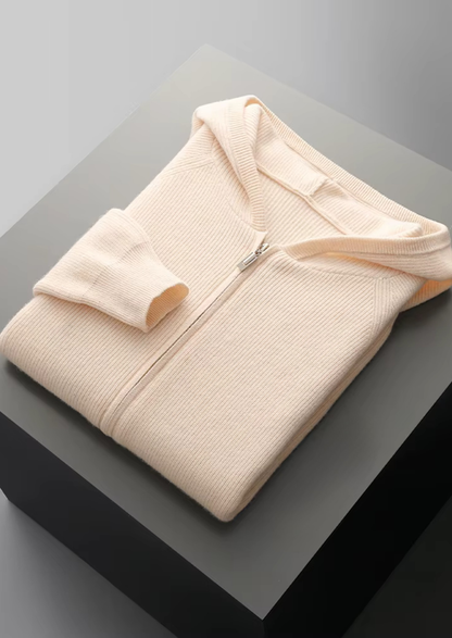 Pure Extra-Fine Merino Wool Ribbed Zip Hoodie - photo 13
