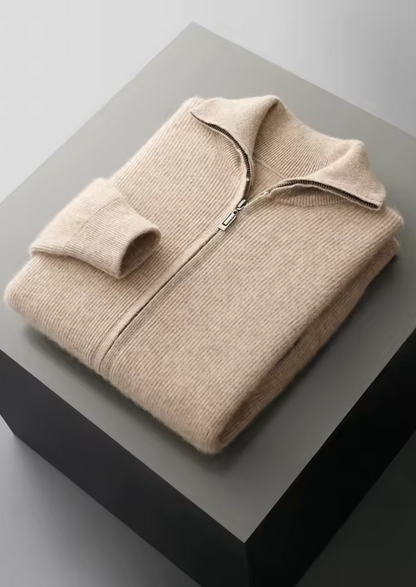 Pure Extra-Fine Merino Wool Ribbed Zipper Cardigan - photo 10