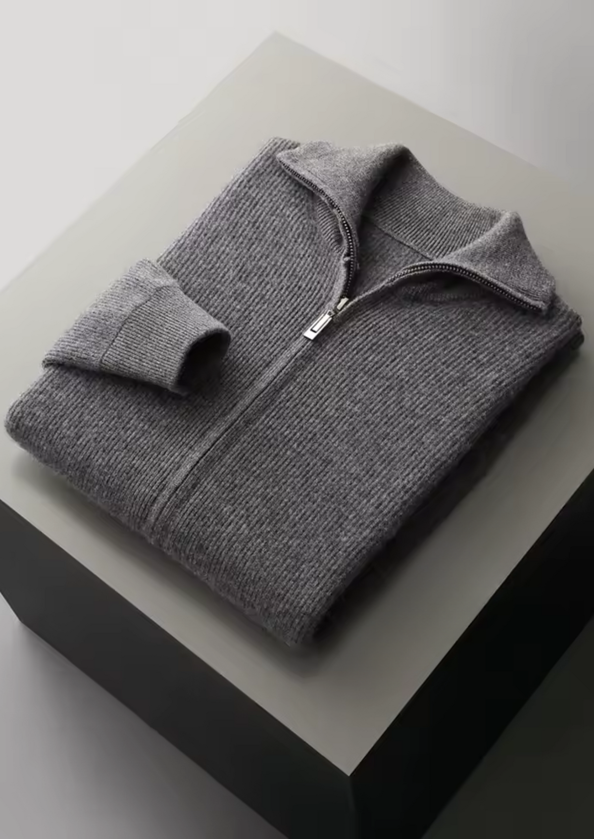 Pure Extra-Fine Merino Wool Ribbed Zipper Cardigan - photo 11
