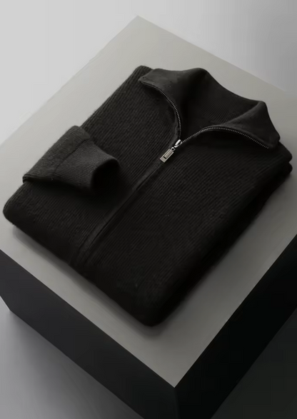 Pure Extra-Fine Merino Wool Ribbed Zipper Cardigan - photo 12