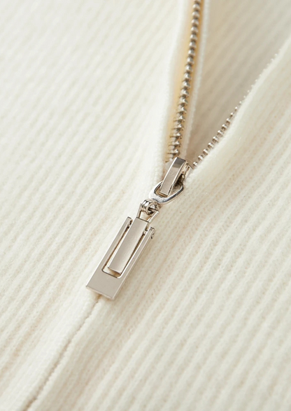 Pure Extra-Fine Merino Wool Ribbed Zipper Cardigan - photo 5