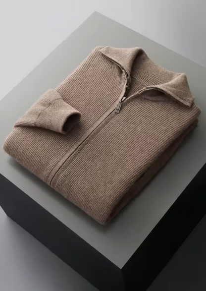 Pure Extra-Fine Merino Wool Ribbed Zipper Cardigan - photo 9