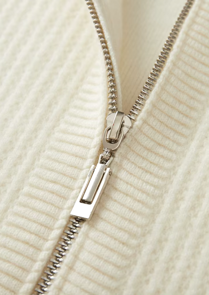 Pure Extra-Fine Merino Wool Ribbed Zipper Hoodie - photo 11