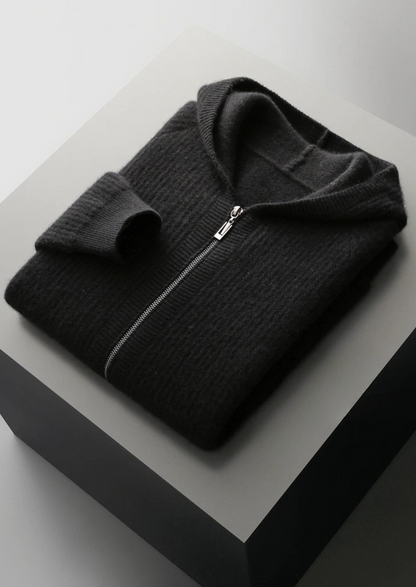 Pure Extra-Fine Merino Wool Ribbed Zipper Hoodie - photo 17