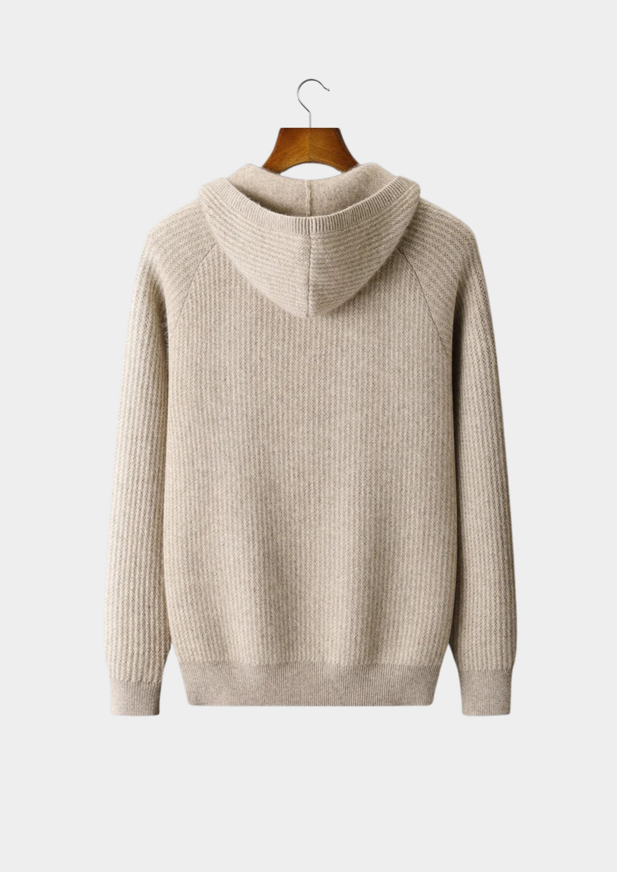 Pure Extra-Fine Merino Wool Ribbed Zipper Hoodie - photo 2
