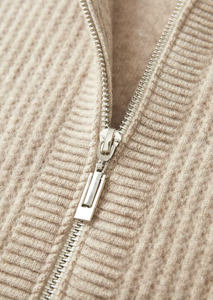 Pure Extra-Fine Merino Wool Ribbed Zipper Hoodie - photo 4