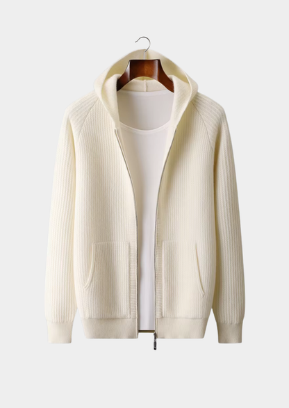 Pure Extra-Fine Merino Wool Ribbed Zipper Hoodie - photo 8