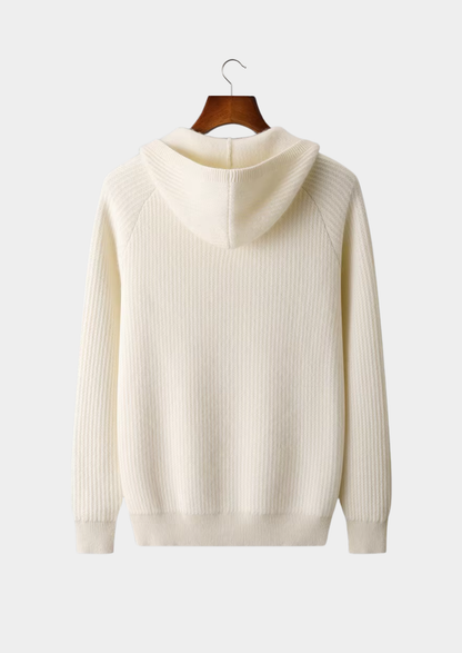 Pure Extra-Fine Merino Wool Ribbed Zipper Hoodie - photo 9