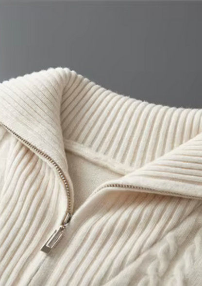 Pure Extra-Fine Merino Wool Striped Half-Zip Sweater - photo 5