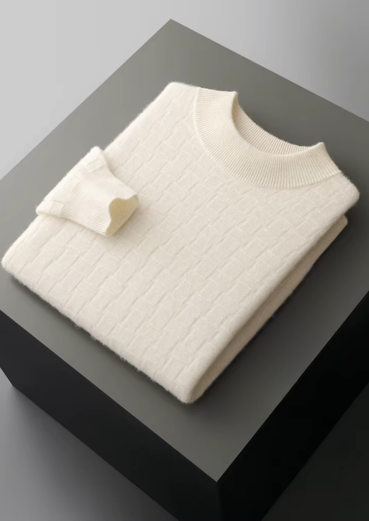 Pure Extra-Fine Merino Wool Textured Mockneck - photo 9