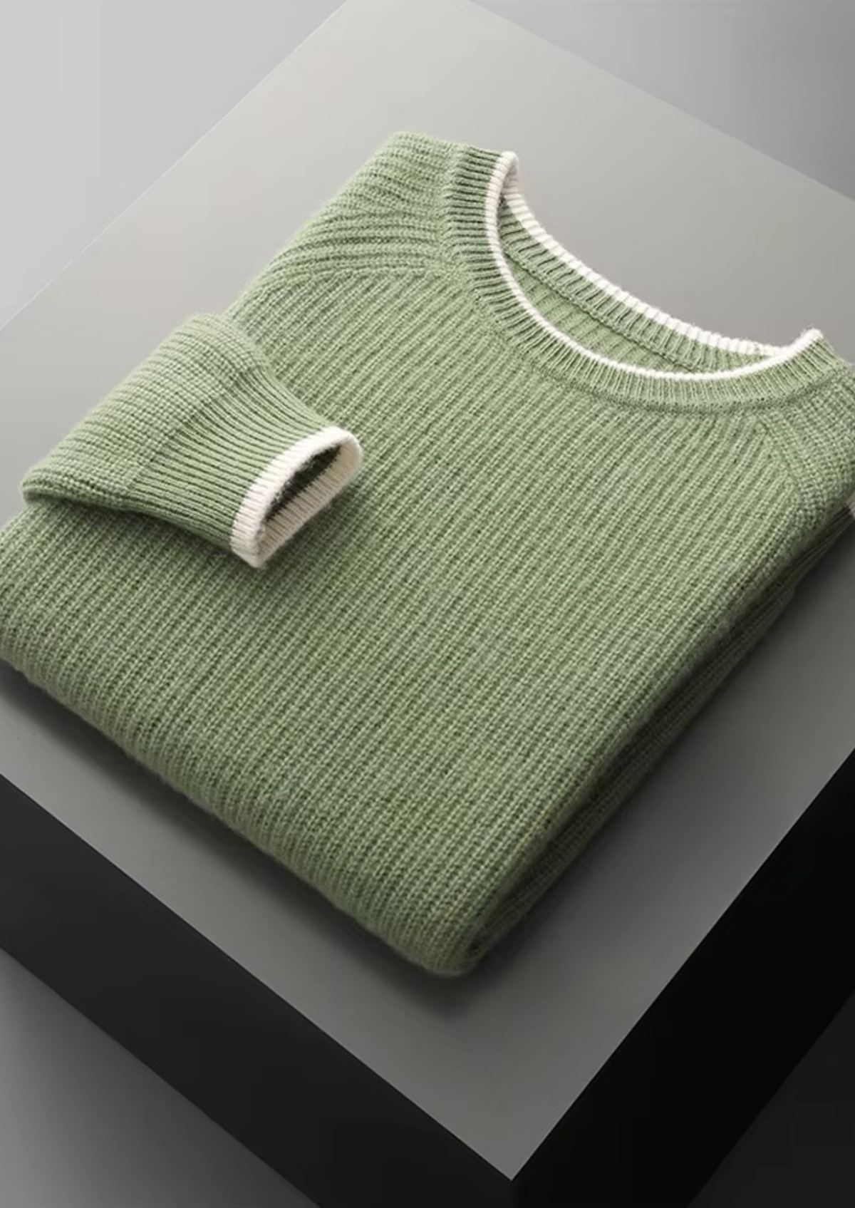 Pure Extra-Fine Merino Wool Two Tone Crewneck - photo 13