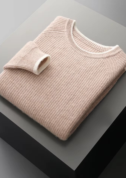 Pure Extra-Fine Merino Wool Two Tone Crewneck - photo 3