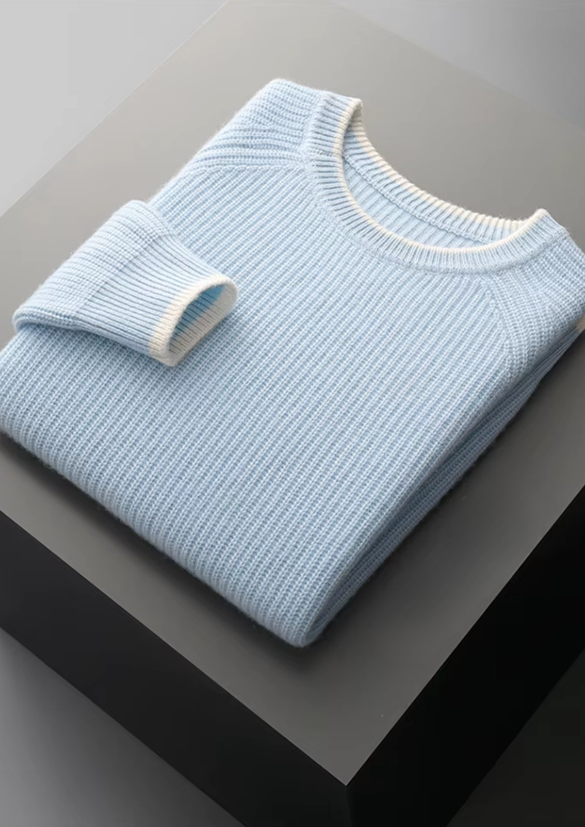 Pure Extra-Fine Merino Wool Two Tone Crewneck - photo 6