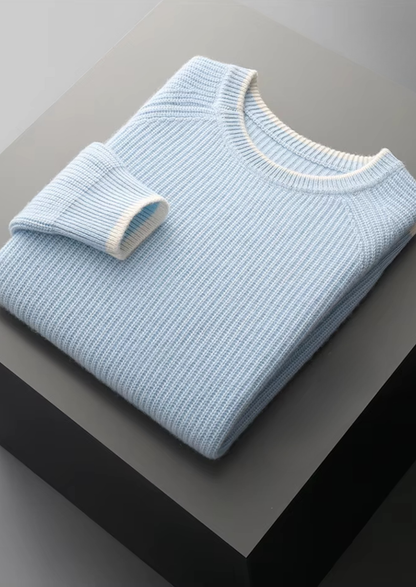 Pure Extra-Fine Merino Wool Two Tone Crewneck - photo 6