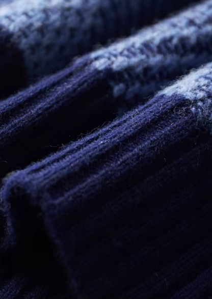 Pure Extra-Fine Merino Wool Two Tone Patterned Mockneck - photo 4