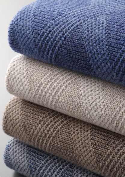 Pure Extra-Fine Merino Wool Two Tone Patterned Mockneck - photo 9