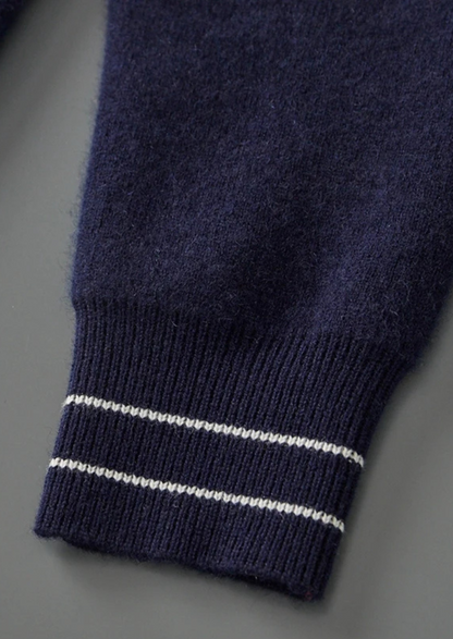 Pure Extra-Fine Merino Wool Two-Tone Polo Cardigan - photo 6