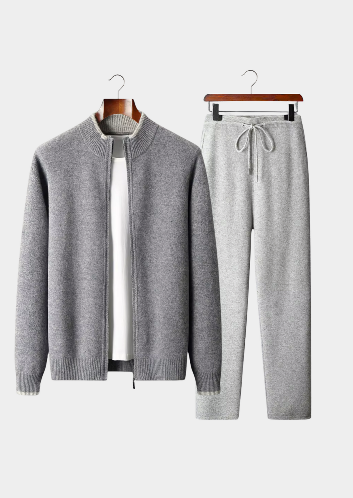 Merino Two Tone Zip Set, Straight Leg