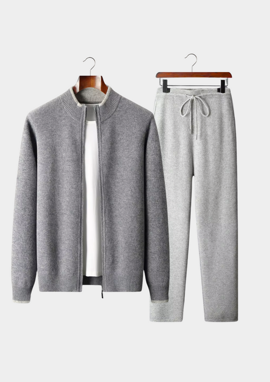 Merino Two Tone Zip Set, Straight Leg