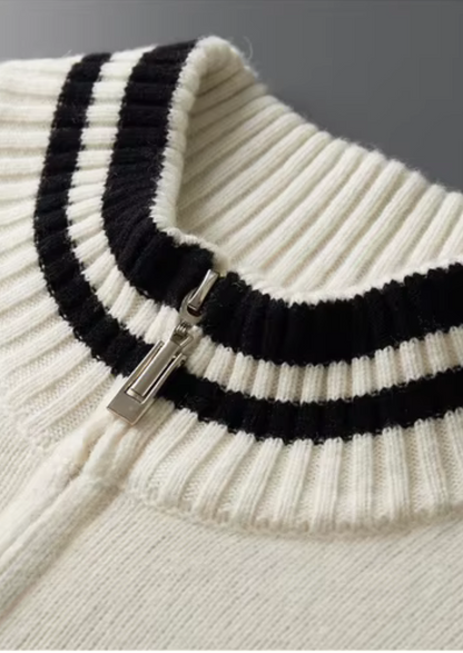 Pure Extra-Fine Merino Wool Two Tone Zip Cardigan - photo 3