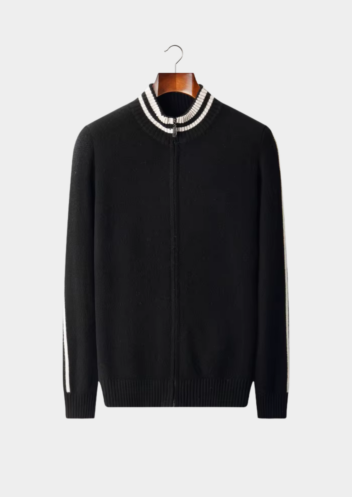 Pure Extra-Fine Merino Wool Two Tone Zip Cardigan - photo 7
