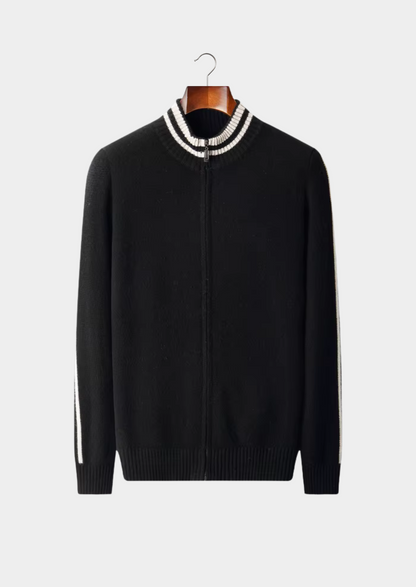 Pure Extra-Fine Merino Wool Two Tone Zip Cardigan - photo 7