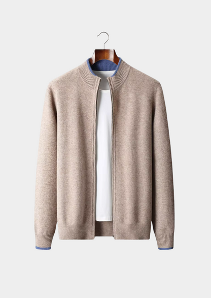 Pure Extra-Fine Merino Wool Two-Tone Zip Cardigan - photo 17