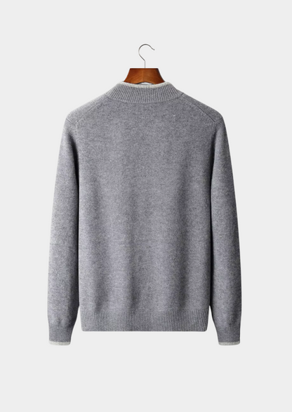Pure Extra-Fine Merino Wool Two-Tone Zip Cardigan - photo 4