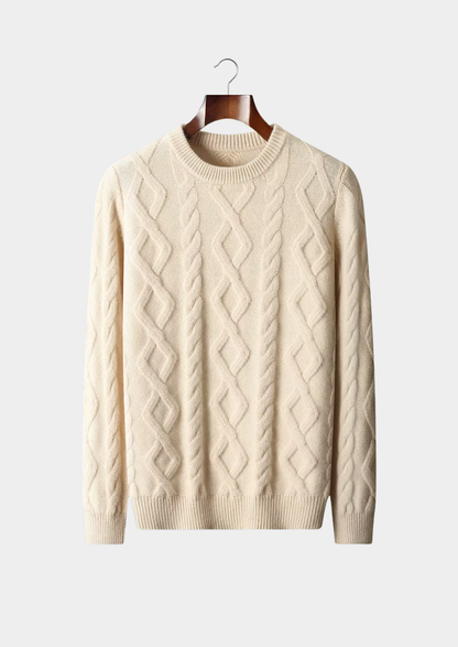 Pure Extra-Fine Merino Wool Wintertime Cable Crewneck - photo 4