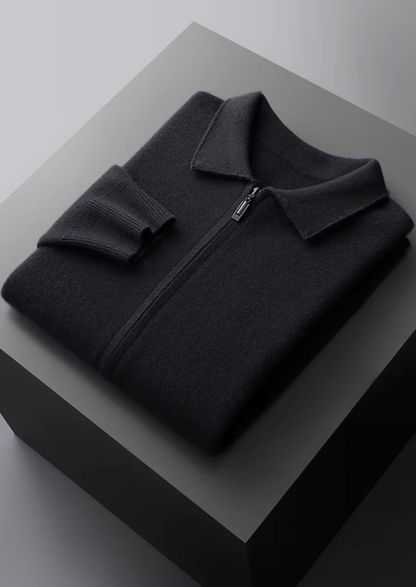 Pure Extra-Fine Merino Wool Zip Polo Cardigan - photo 12
