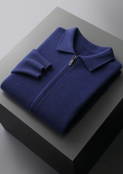 Pure Extra-Fine Merino Wool Zip Polo Cardigan - photo 13