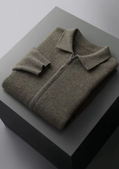 Pure Extra-Fine Merino Wool Zip Polo Cardigan - photo 14