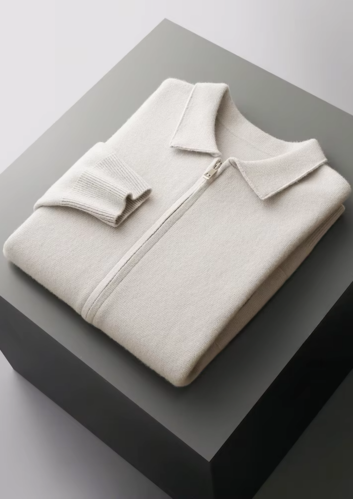 Pure Extra-Fine Merino Wool Zip Polo Cardigan - photo 15
