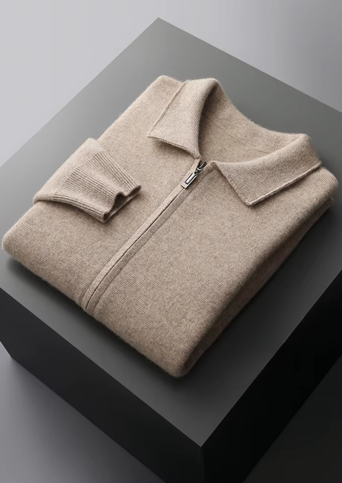 Pure Extra-Fine Merino Wool Zip Polo Cardigan - photo 3