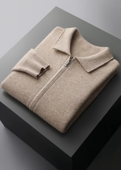 Pure Extra-Fine Merino Wool Zip Polo Cardigan - photo 3