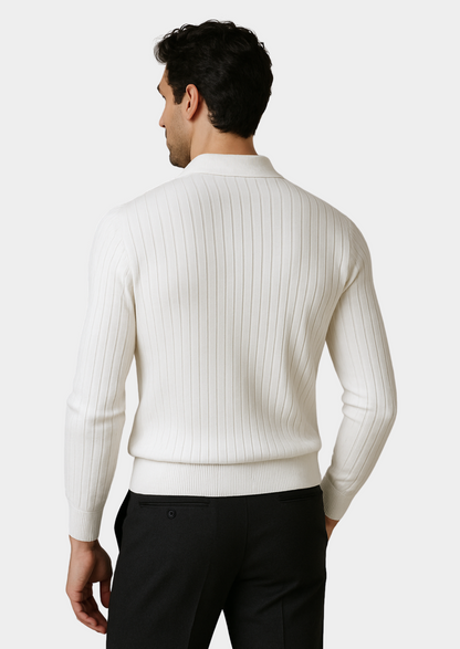 White Buttonless Ribbed Polo - photo 3